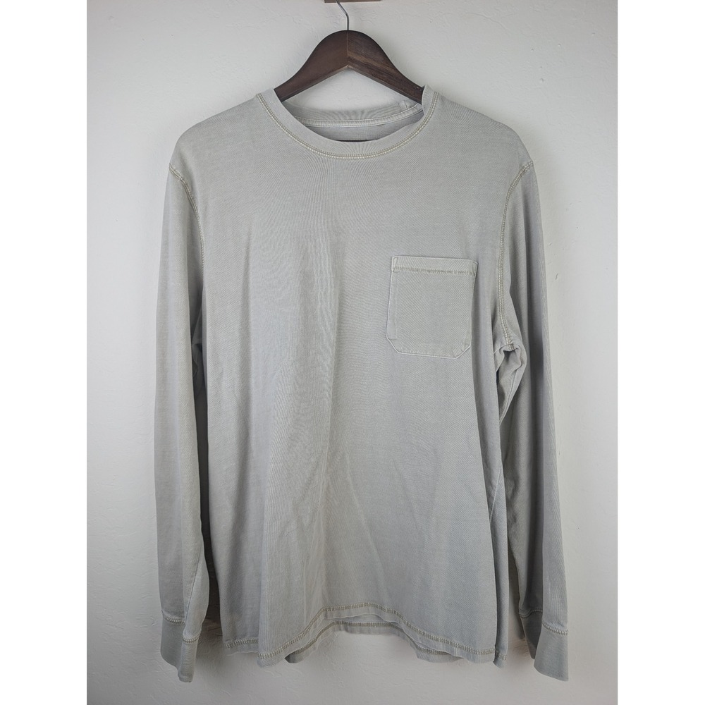 Goodfellow & Co Mens Long Sleeve Pocket T-Shirt Khaki Olive Standard Fit Large